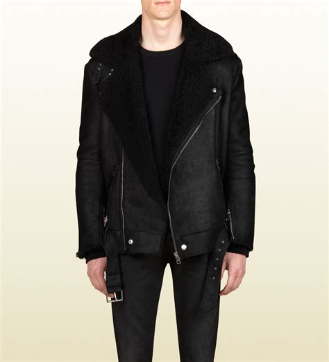 gucci long jacket mens|gucci shearling jacket for men.